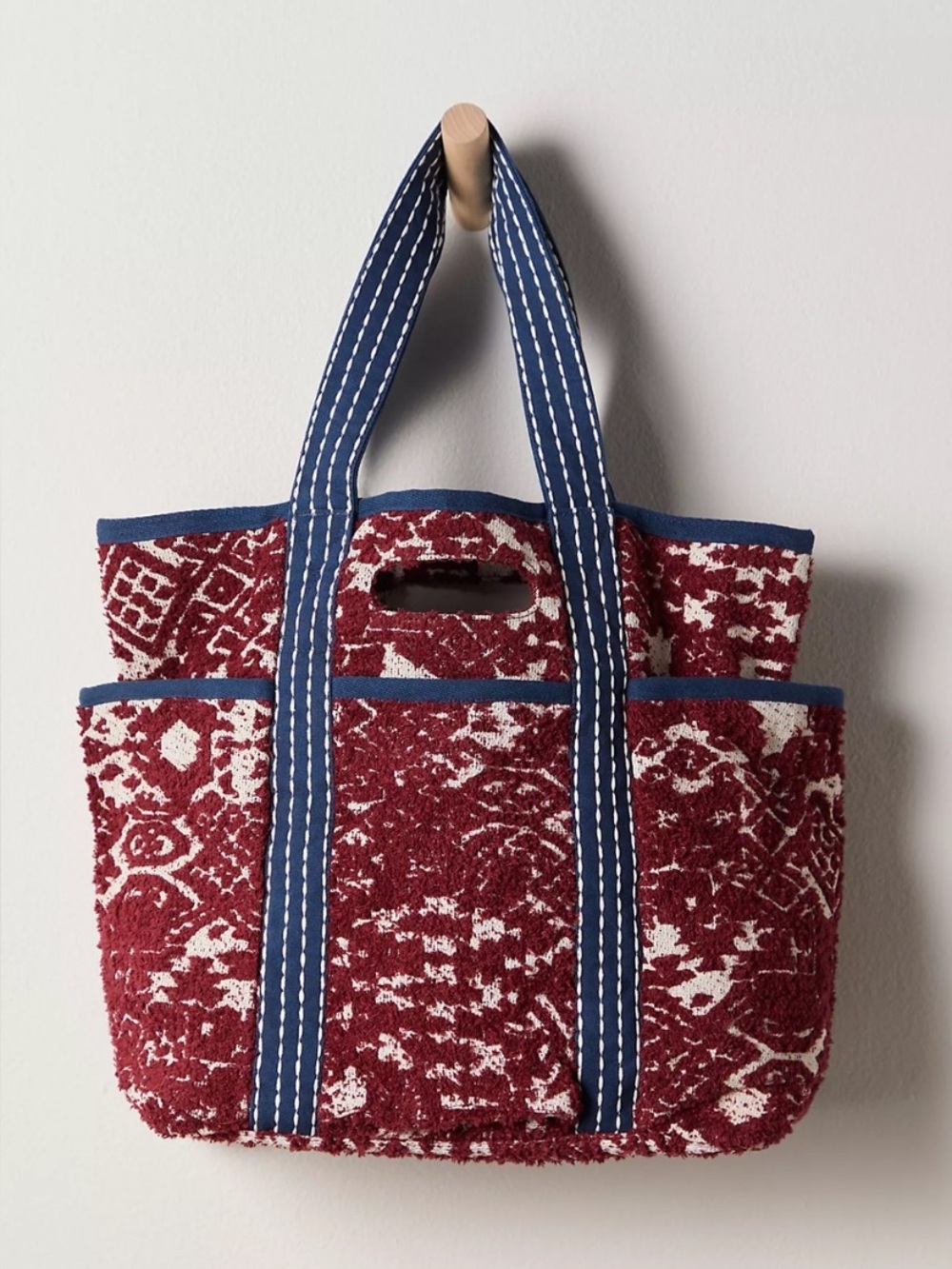 Rare Free People Caravan Textured Tote Bag Purse in Wine